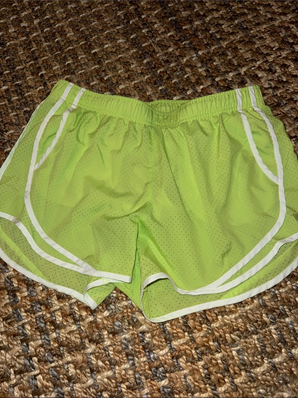 Calvin Klein Performance Lime Green Athletic Shorts with White Trim